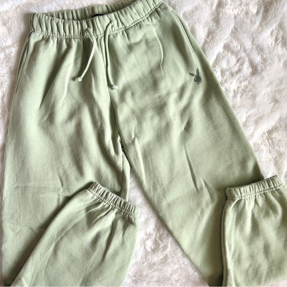 Pacsun Playboy mint sage green cozy soft sweatpants joggers - size M - Picture 1 of 2